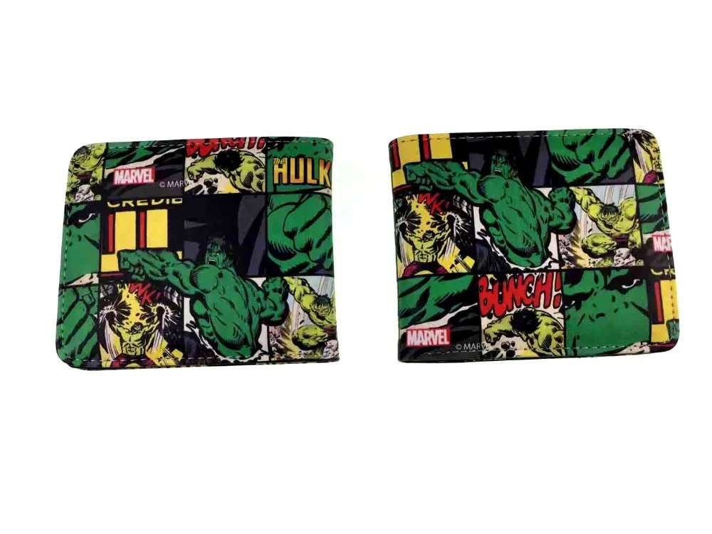Comics Marvel кошелек для мужчин и женщин, кошелек из искусственной кожи с героями мультфильмов, Железный человек, Дэдпул, Халк, Капитан Америка, держатель для карт, Короткие Кошельки на молнии