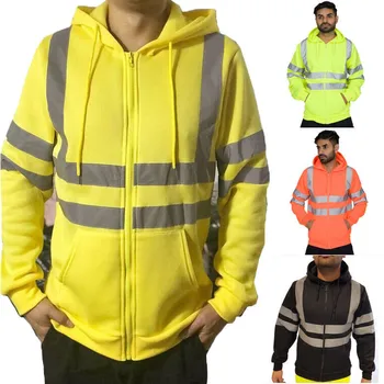 

Men Hooded Jacket Sweatshirt Jumper PullOver Zipper Fleece Hoodie Work Safety Coat