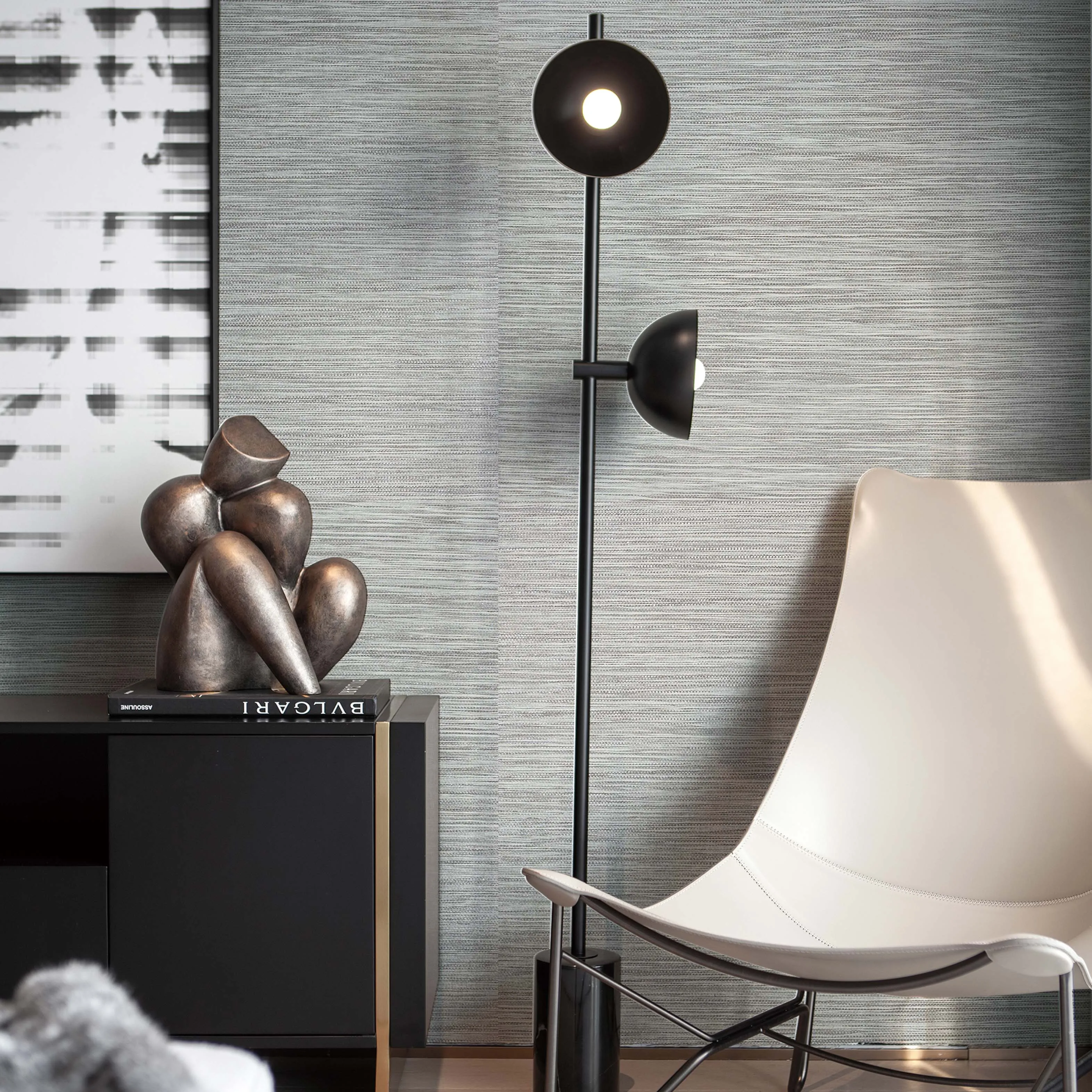 Grey Grasscloth Wallpaper