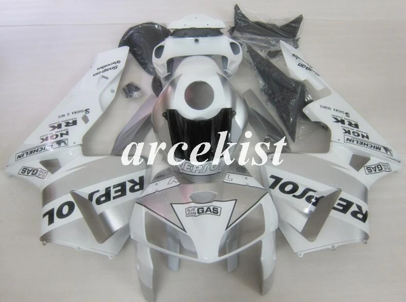 4 подарки ABS мотоцикл обтекатель комплект подходит для CBR600RR F5 2005 2006 05 06 cbr600 600RR Кузов Набор Серебряный Белый