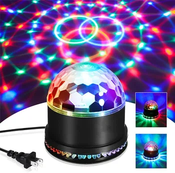 

Sound Activated Rotating Disco Ball Party Lights 6W RGB LED Stage Lights Laser Projector Light For Christmas Wedding Festival