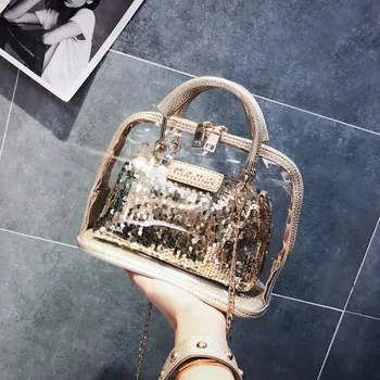 

Transparent Bag Clear Shoulder Bag Luxury Handbags Women Sequin PVC Jelly Small Shell Bag Handbag Laser Holographic Shoulder Bag