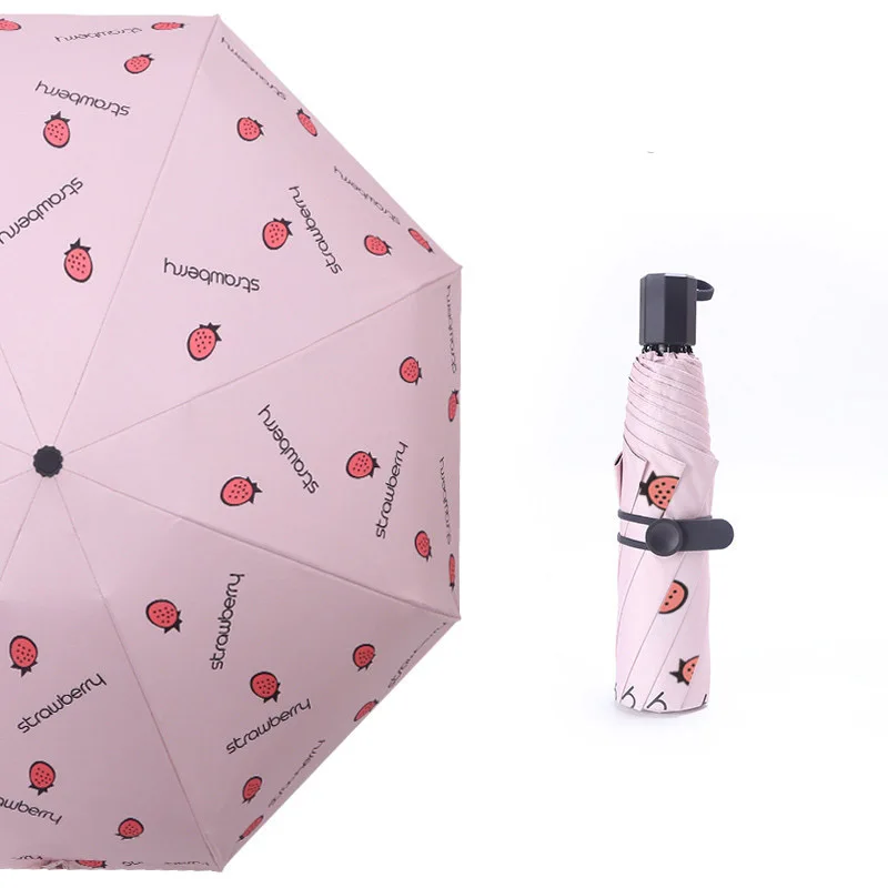 YADA High Quality Cartoon Umbrella Rain Women uv Strawberry Fruit Umbrella For Women Windproof Cute Umbrellas Female YS200012