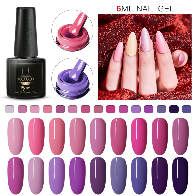 

Mtssii 6ML Purple Color Series Gel Nail Polish Soak Off UV Gel Varnish Nails Gellak Semi Permanent Hybrid Nail Art Gel Polish