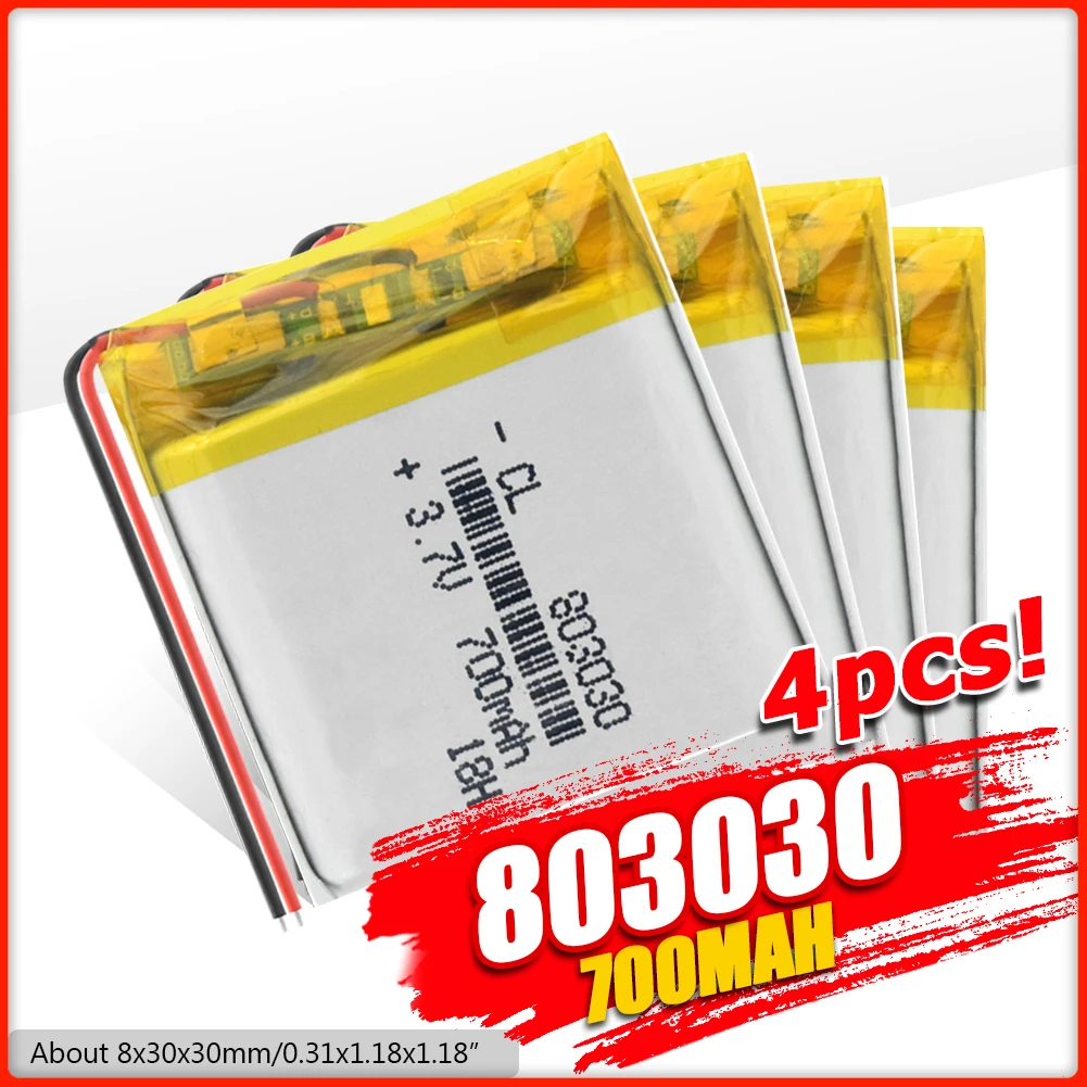 Перезаряжаемый литий ионный аккумулятор 700 мАч полимерный 803030 полимерные