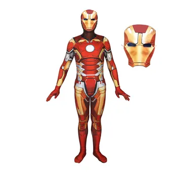 

Movie Iron Man tony stark character Cosplay Costume Tony Stark Avengers Lycra Adult Zentai Suits Zip Iron men costume