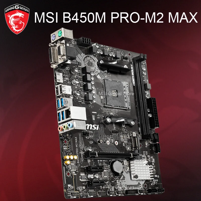 Socket Am4 Msi B450m Pro M2 Max Motherboard Ddr4 64gb Hdmi M 2 Usb 3 2 Desktop B450 Placa Mae Am4 Dvi Vga R9 R5 Micro Atx New Motherboards Aliexpress