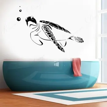 

Ocean Sea Turtle Marine Bathroom Decor Vinyl Wall Sticker Home Decoration Washroom Removable Waterproof Decals Murals 4325