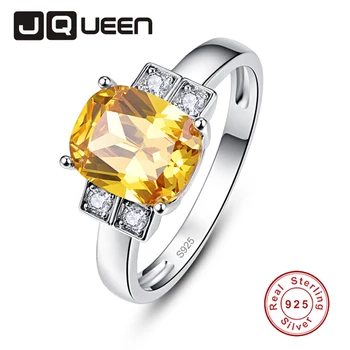 

JQUEEN White Zircon CitrineRings For Women Silver Ring 925 Jewelry Pave Setting Crystal Jewelry Bijoux Femme