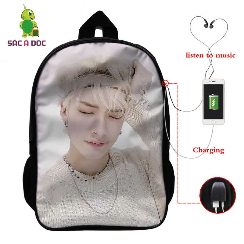 Mochila Kpop рюкзак для детей женский многофункциональный USB зарядка латоп рюкзак школьные сумки для подростков девочек мальчиков рюкзак для путешествий - Цвет: 21