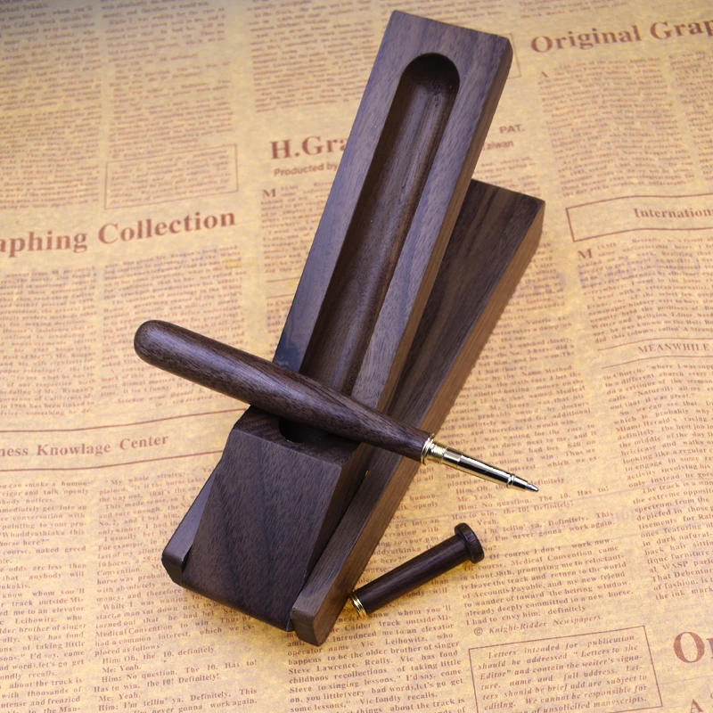 

Natural Walnut Wood Craft Ball Point Pen With Wood Pen Box Office Desk Decoration Writing Stationery