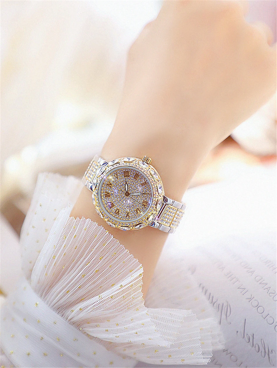 Fashion Top Brand Luxury Women Bracelet Watches Ladies Rose Gold Diamond Quartz Waterproof Women's Wrist Watch Clock Reloj Mujer