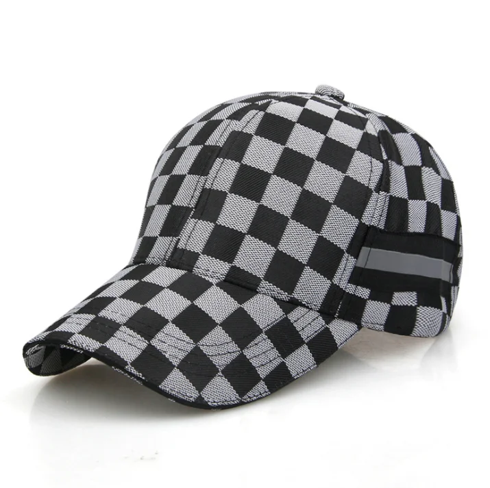 black Topi musim semi dan musim panas versi Korea dari pria kotak-kotak baru topi baseball olahraga, Wanita kasual topi perlindungan n - Цвет: black