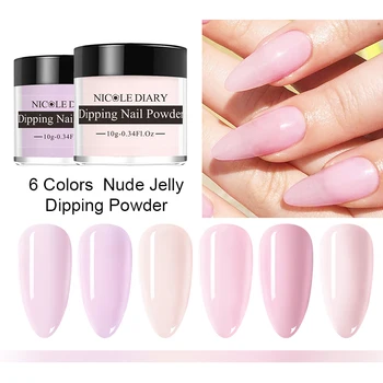 

NICOLE DIARY 10g Dipping Nail Powder Colorful Pink Glitter Acrylic Dip Nail Glitter No Lamp Cure DIY Nail Art Decoration