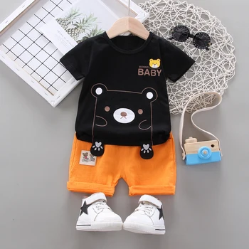 

Toddler Summer Baby Boy Girls Kid Clothing Sets Cartoon Cotton Short Sleeve+Shorts 2PCS Outfits Children Kids Clothes Set