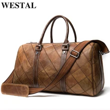 

WESTAL leather duffle bag men's travel bag leather vintage weekend bag men's travel bags genuine leather luggage/overnight tote
