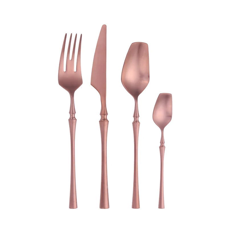 Rose gold 4 шт./компл. столовые сервизы черного и золотого цвета Нержавеющая сталь столовые приборы посуда Ножи, столовая ложка, вилка, Ресторан Кухня пикник поставки - Цвет: Rose gold