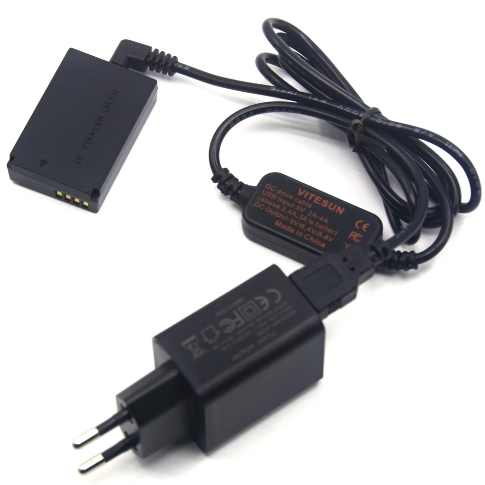 ACK E12 внешний аккумулятор USB кабель 8 в + DR DC муфта LP батарея 5 В 3A зарядное
