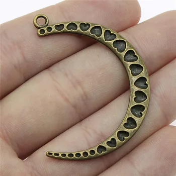 

Wholesale Jewelry Lots Antique Bronze Color 49x34mm Hearts Moon Pendants Jewelry Making Jewelry women's 50 Pieces