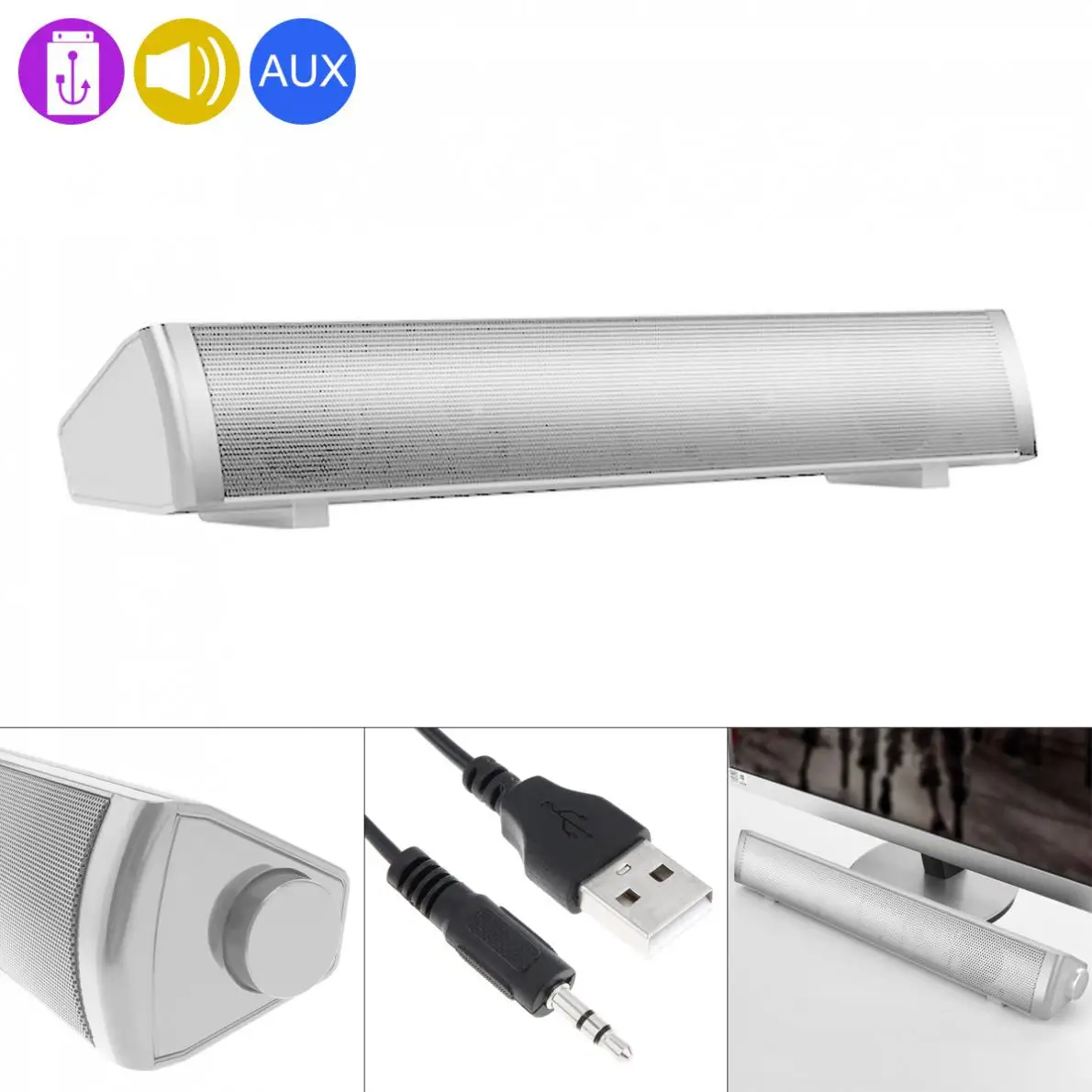 SADA V-105 Multi-media Soundbars Speaker Mobile Phone Computer Strip with 2 Speakers Units and Stereo Surround Sound | Электроника