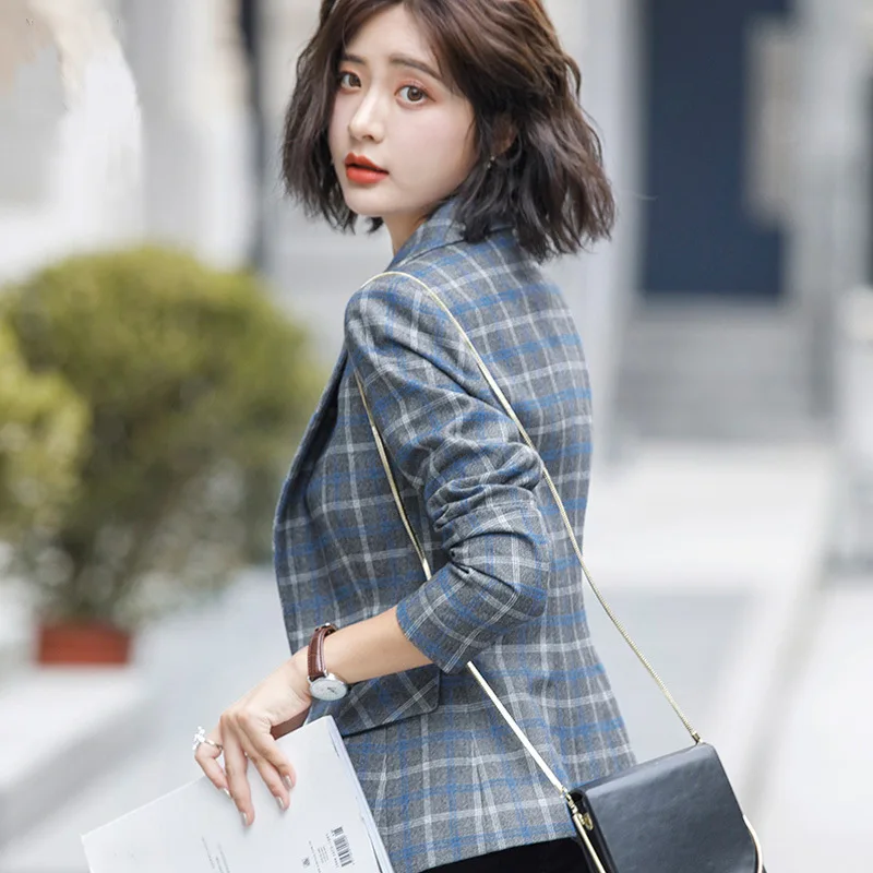 

Plaid Small Suit Coat WOMEN'S Dress 2019 Spring And Autumn New Style Elegant Short Tops Casual Korean-style Long Sleeve Suit