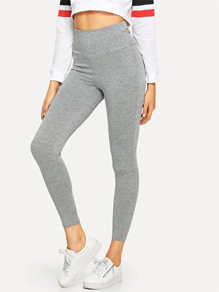 Solid color women's cross stretch leggings sports pants South Korea spring thin section Casual pants cotton women's leggings