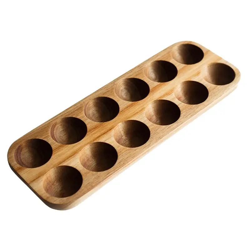 

Wooden Egg-Storage Box Holder Refrigerator Case Container Home Organizer Rack