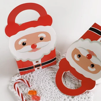 

10/20pcs Cute Santa Pattern Apples Packaging Box Christmas Party Paper Favour Gift Cupcake Carrier Box UND Sale
