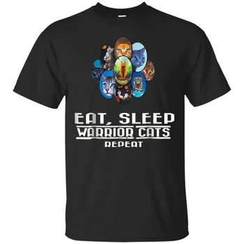 

AGR Eat Sleep Warrior Cats Repeat Funny Cat Lover Men's T-shirt