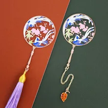 Цветок сливы и сорока бахрома подарок закладки Китайский ветер розовое золото цветная Закладка ажурная веер металлическая Закладка