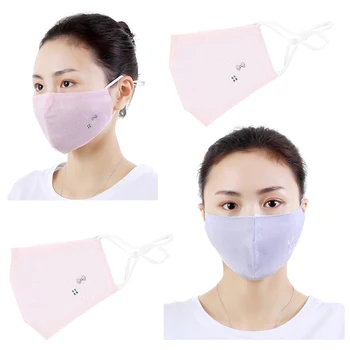 

1Pc Women's Cartoon Print Sunscreen Lace Mask Lady's PM 2.5 Breathable Embroidery Mouth-muffle Breathable & UV-resistant Mask
