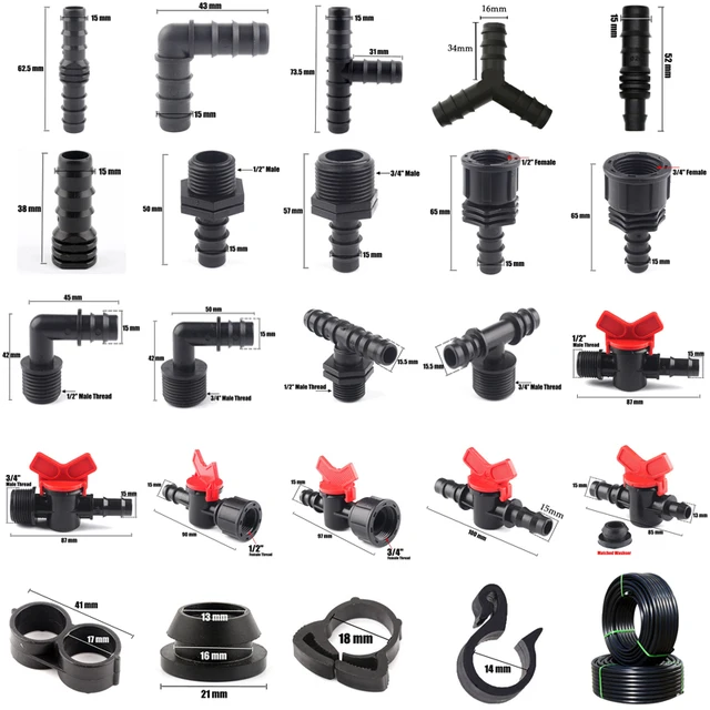 2Pcs Garden Watering Hose Connectors 16mm PE Pipe Joints Equal Elbow Straight Connector Agricultural Irrigation System Fittings