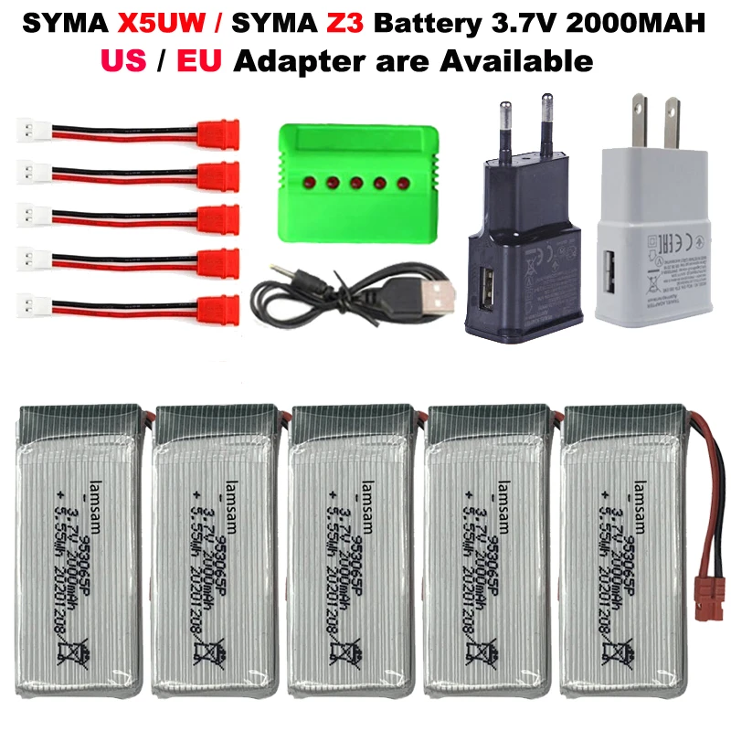 Batería mejorada de 3,7 V 2000mAh/cargador USB (5 en 1) Para SYMA Z3/X5UW RC Drone RC Quadcopter, piezas de repuesto|Partes accesorios| - AliExpress