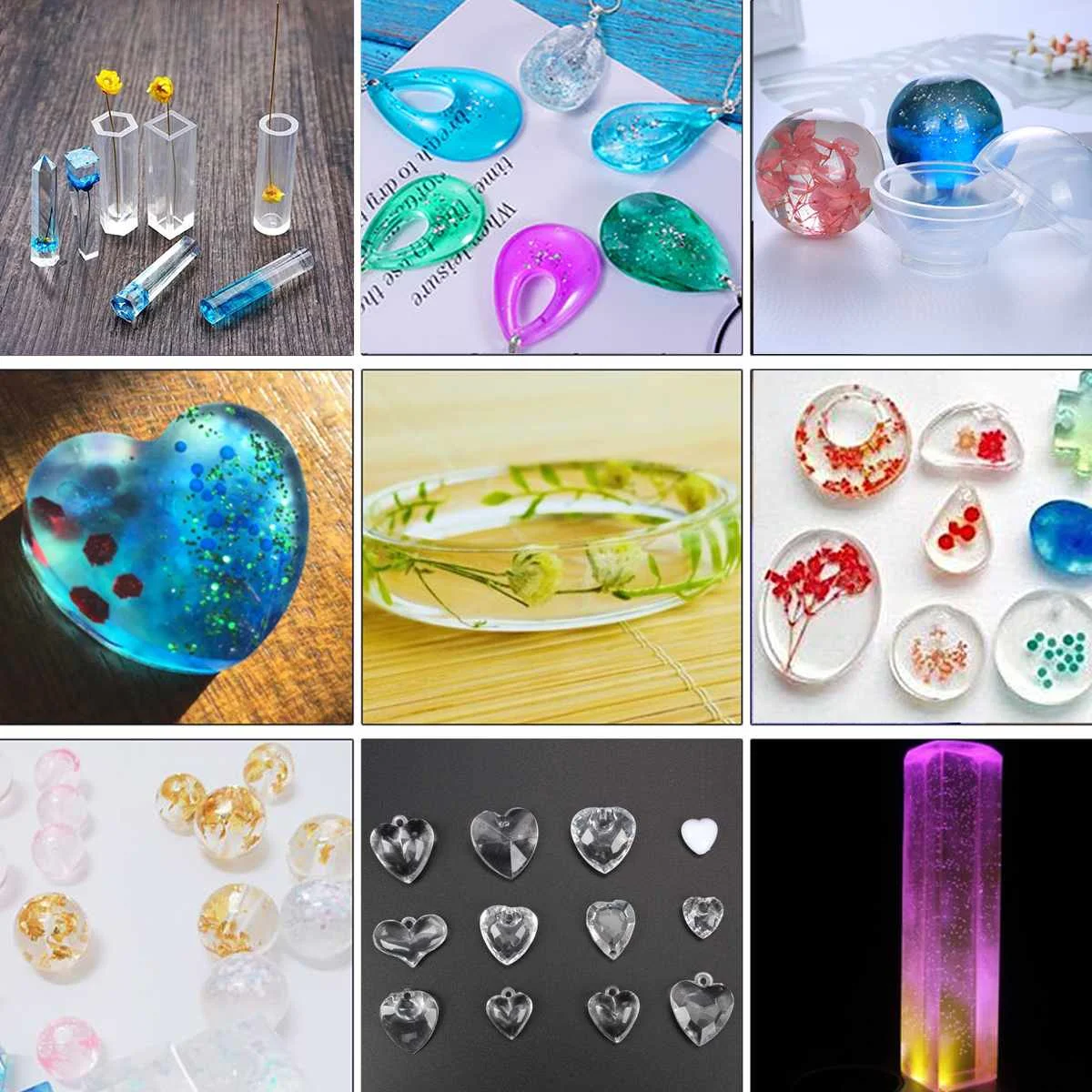 229PCS/LOT DIY Craft Making Tool Set Waterdrop Diamond Necklace Bracelet Pendant Epoxy Mold Silicone Jewelry Mould Keychain Gift
