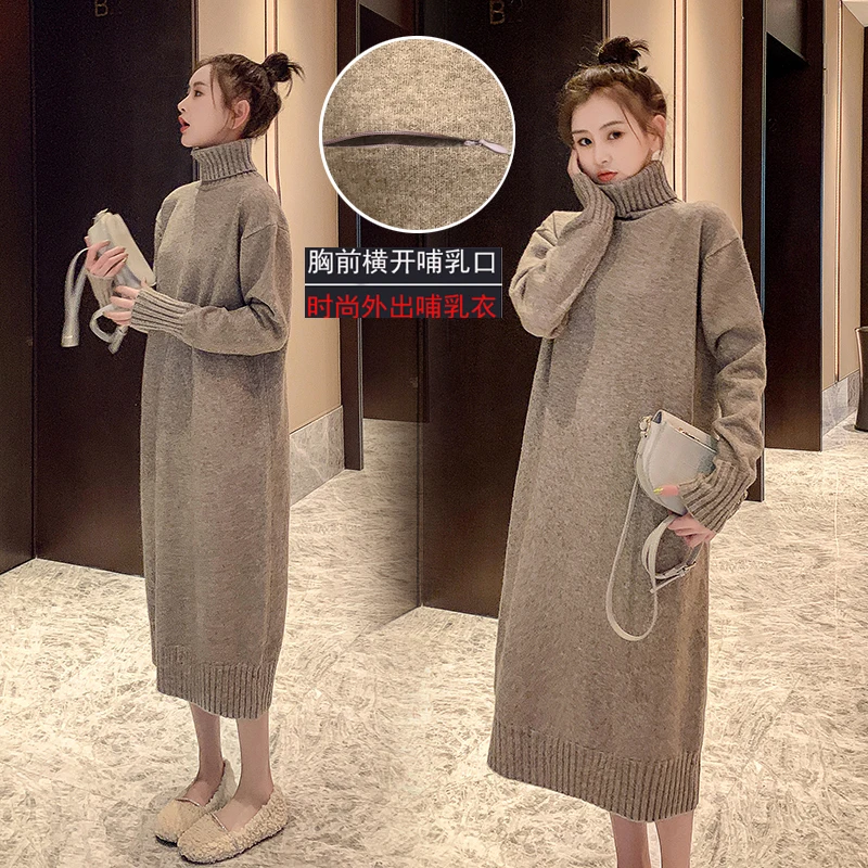 1012# Autumn Winter High Neck Sweaters Maternity Knitted Long Lo Al sold out. Sale price