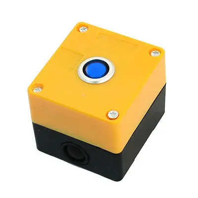 

AC 220V 5A SPDT 1NO 1NC Self-Locking Blue Light Push Button Control Station