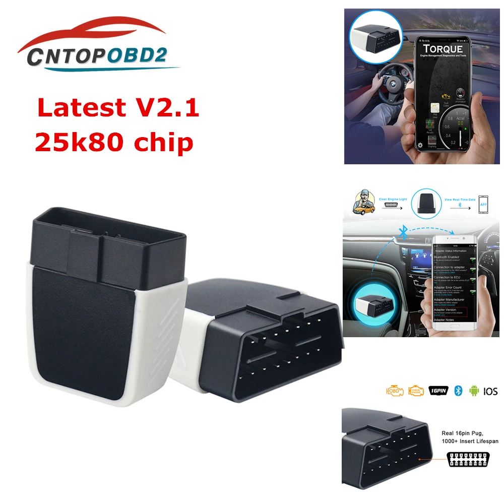 Новинка ELM327 Bluetooth 4 0 V2.2 OBD2 диагностический сканер V08 PIC18F25K80 чип ELM 327 FW 2 лучше чем V1.5