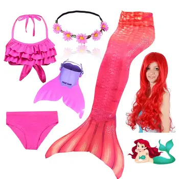 

Mermaid Tail Cosplay Costume For Girls Princess Dress Costume Cosplay Mermaid Wigs Mermaid Swimsuit Fin For Kids Halloween Party