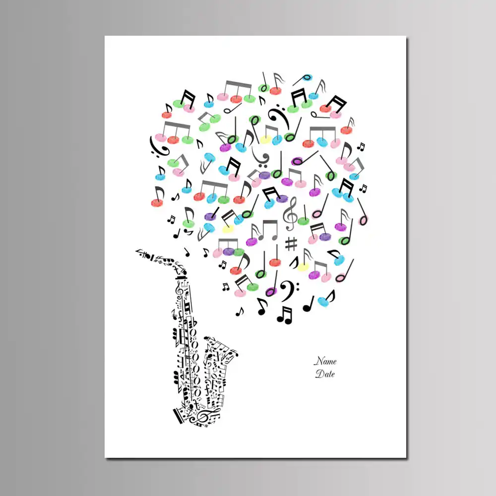 Livre D Or A Signature D Empreintes Digitales Avec Saxophone Guitare Piano Musique Cadeau D Anniversaire Peinture Sur Toile Sans Cadre Nouvelle Collection Aliexpress