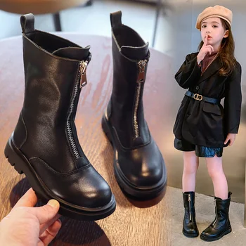 

AAdct girls boots new fashion autumn cotton princess little kids high boots Brand 2020 children shoes Genuine Leather
