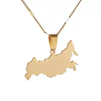 Stainless Steel Gold Color Russia Map Pendant Necklaces The Russian Federation Map Chain Jewelry 2