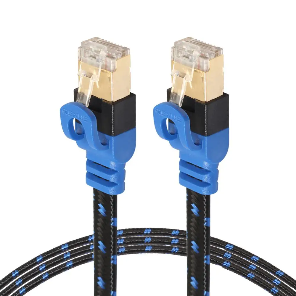 

Dual Interface Gold Plated Connector Ethernet Cable J45 CAT 7 CAT7 Ethernet Internet LAN Patch Network Flat Cables Cord Router