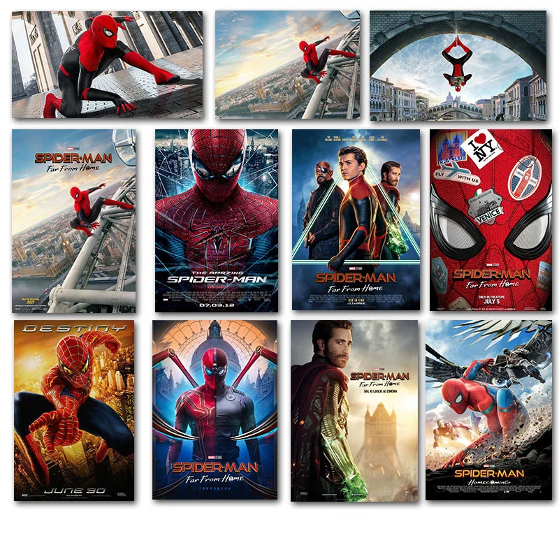 

2019 Spider-Man: Far From Home Movie Poster Heroes Expedition Movie Characters Study Room Bedroom Decorative Painting Wall Art