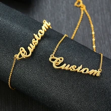 Персонализированные имя браслет из нержавеющей стали регулируемый Шарм Письмо Индивидуальные Женщины табличка ювелирных изделий