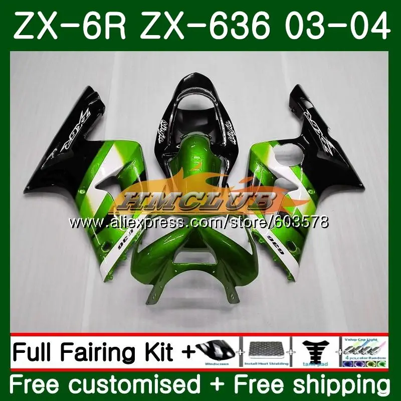 Средства ухода за кожей для KAWASAKI NINJA ZX600 ZX-636 ZX-6R 2003 2004 34CL. 44 ZX 636 6 R 600CC ZX6R 03 04 ZX636 ZX 6R 03 04 обтекатель цвета: зеленый, черный