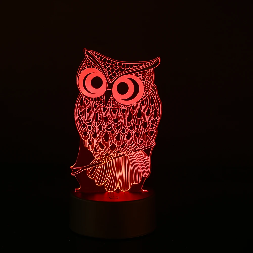 Милый 3D светодиодный ночник в форме совы, цветной USB сенсорный ночник, прикроватная настольная лампа, подарки