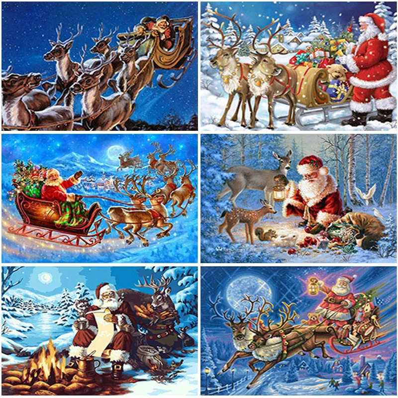 

5D DIY Diamond Painting Winter Snow Scenery Diamond Mosaic Christmas Santa Claus Diamond Embroidery Full Square Round Home Decor