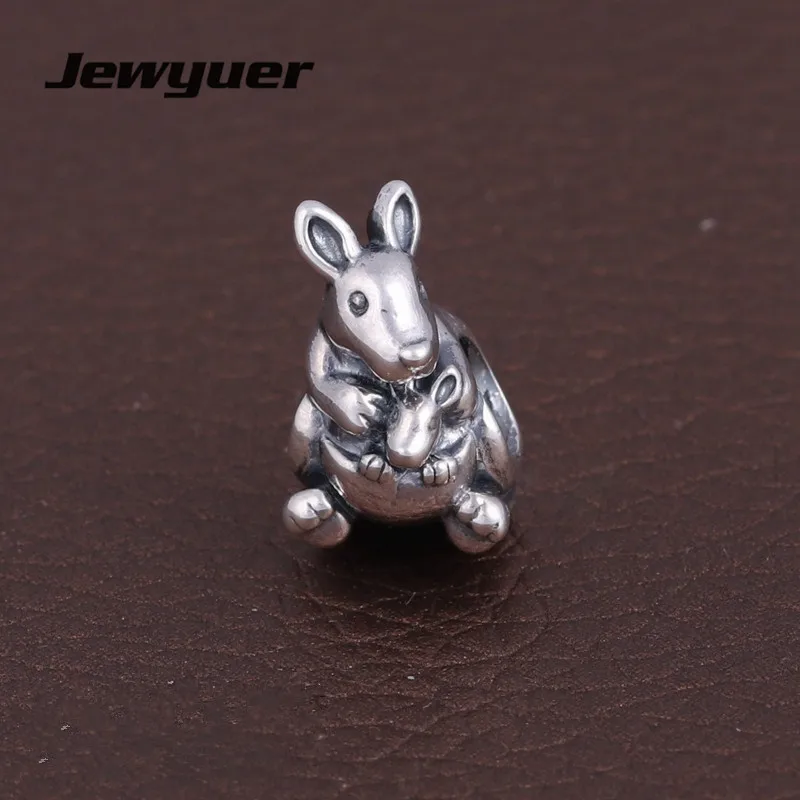 Real Silver sterling Kangaroo Charms 925 sterling silver jewelry fit beads charm bracelet DIY for women Fine jewelry BE357