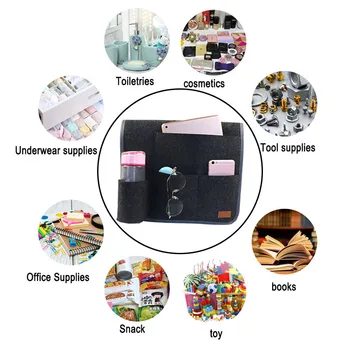 

Felt Bedside Storage Organizer Anti-Slip with Water Bottle Holder Bag for Home Bed Sofa Best Sale-WT
