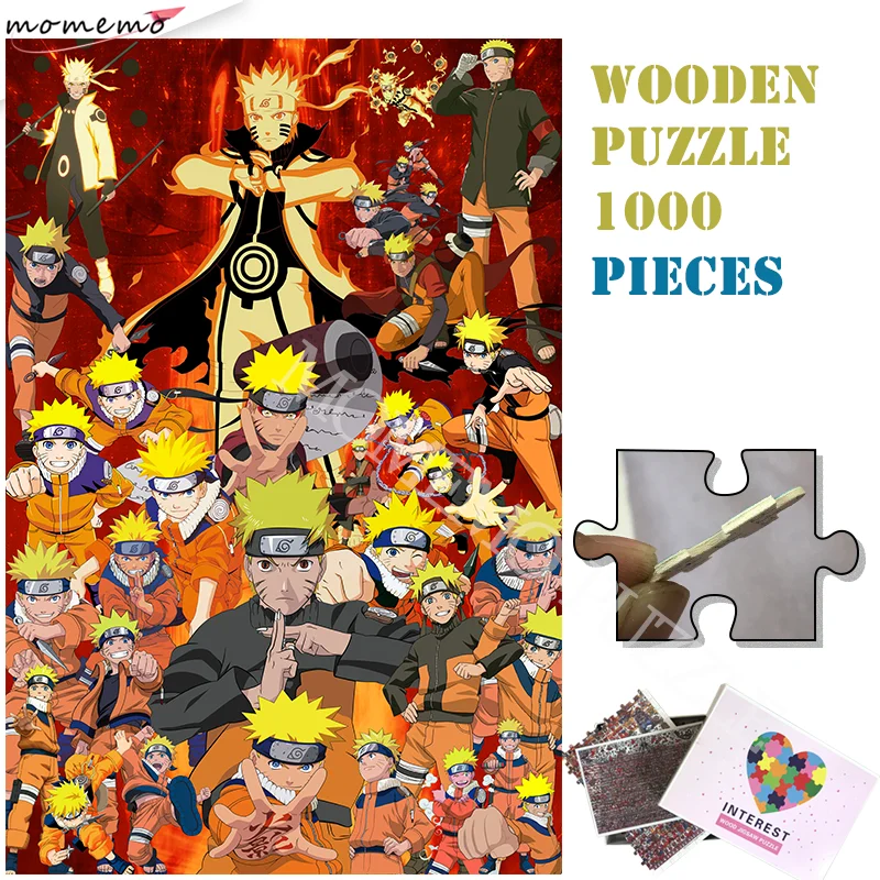 Коллекция Uzumaki Naruto, 1000 деталей, деревянные головоломки, мультфильм, аниме, для взрослых, сделай сам, деревянные пазлы, игрушки, детские подарки